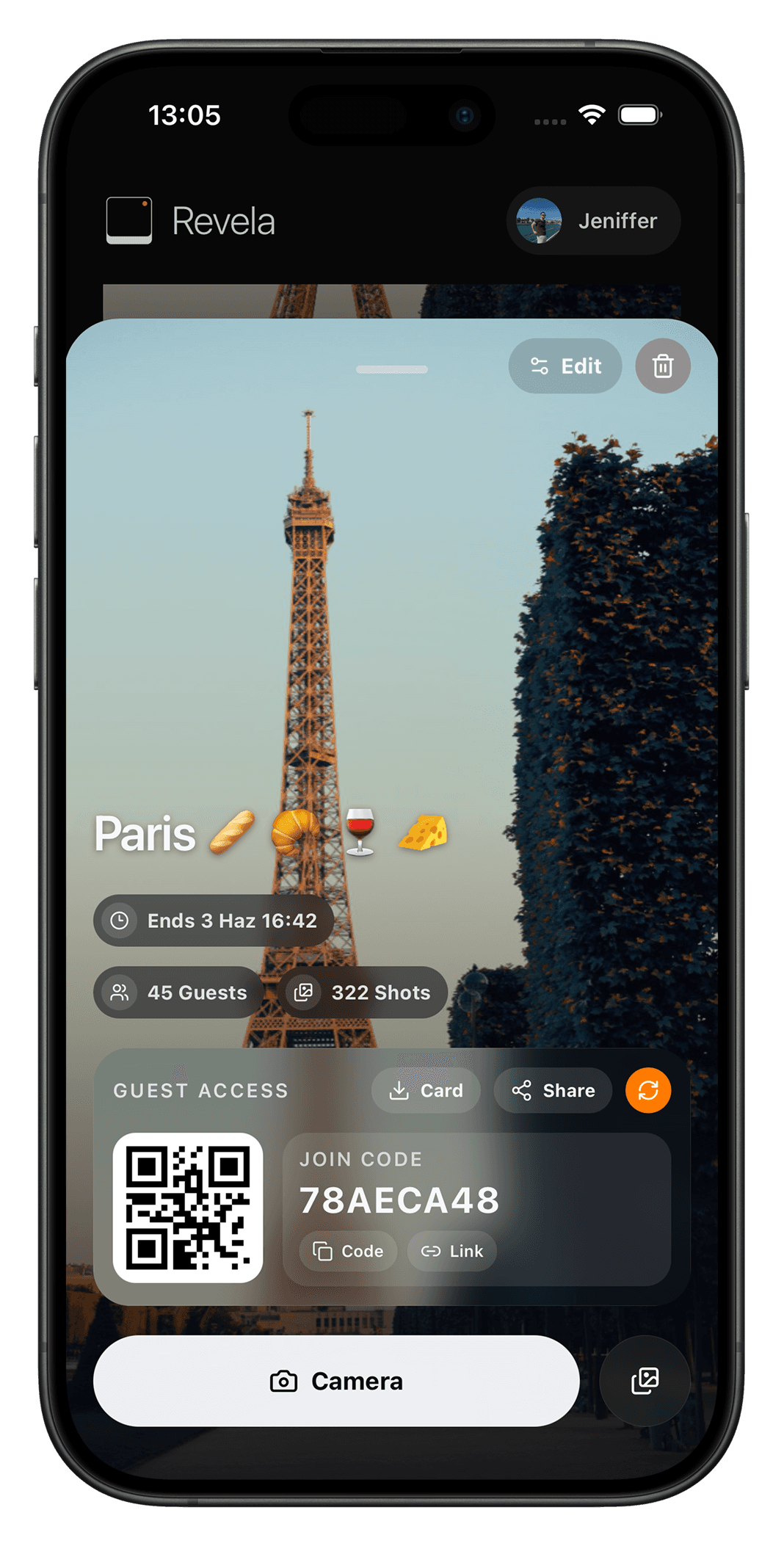 Travel event preview in Revela